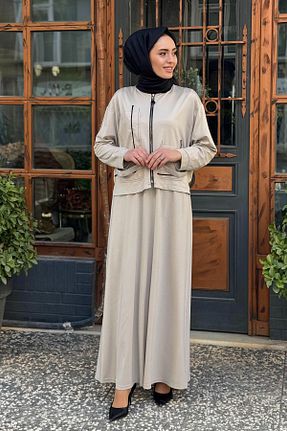ست بالاتنه و پائین تنه حجاب طوسی زنانه رگولار Ceremony - کد 905778413