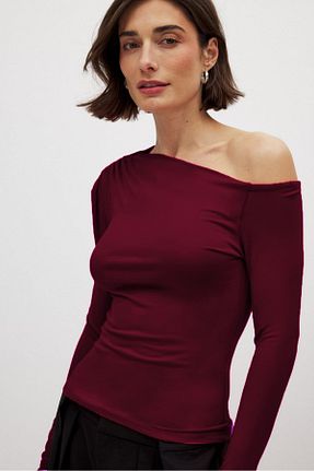 بلوز زرشکی زنانه ساده VODENS - کد 899303766