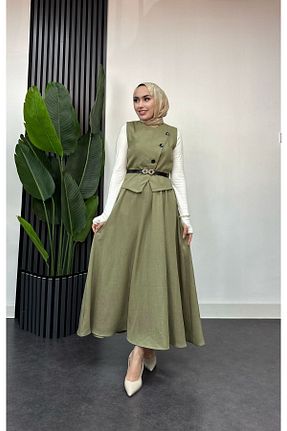 ست بالاتنه و پائین تنه حجاب سبز زنانه 3/4 Boy ışık tesettur - کد 905794016