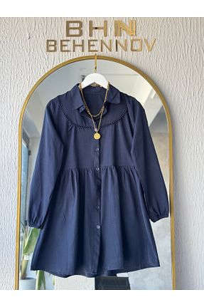 پیراهن سرمه ای زنانه اورسایز Butik - کد 905809583