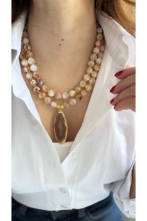 گردنبند جواهر رنگی زنانه روکش طلا La hermanas - کد 903132470