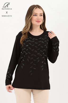 بلوز مشکی زنانه گلدار Ravencia - کد 905832825