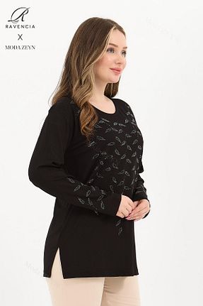 بلوز مشکی زنانه گلدار Ravencia - کد 905832825
