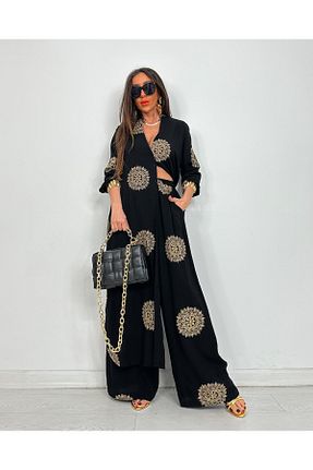 ست بالاتنه و پائین تنه مشکی زنانه بافتنی GAMZE ALPTEKİN - کد 905827307