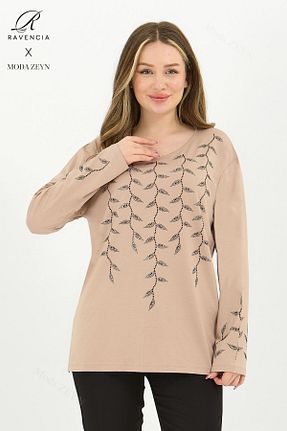 بلوز بژ زنانه گلدار Ravencia - کد 905832814
