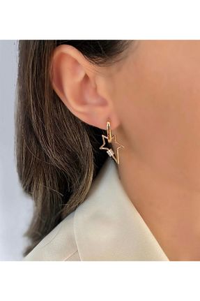 گوشواره جواهر طلائی رودیوم SU PERİSİ TAKI BİJUTERİ - کد 905850217