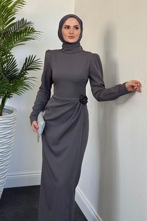 لباس حجاب طوسی زنانه 3/4 Boy MERVEN AKYÜZ - کد 905860298