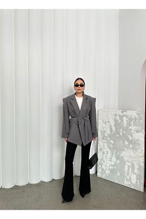 کت طوسی زنانه اورسایز Solena - کد 905923108