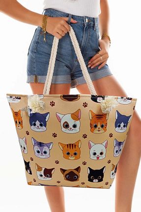 کیف ساحلی قهوه ای زنانه پارچه ای MYZİ STORE - کد 905930199