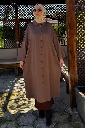 پانچو قهوه ای زنانه Rabia Şamlı - کد 917793504