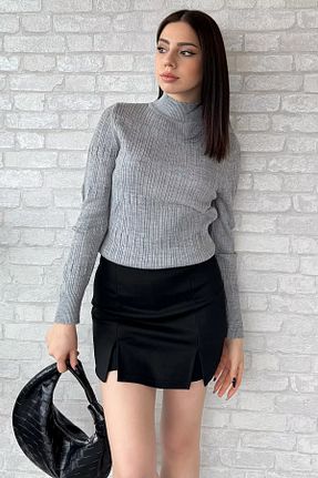 بلوز طوسی زنانه ساده GÜLSELİ - کد 906014385