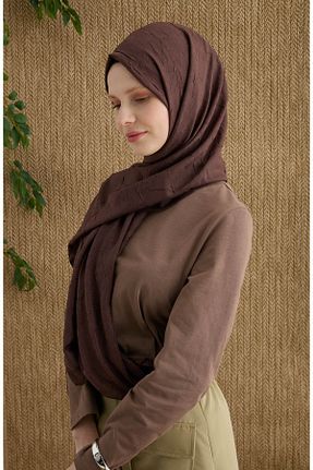 شال قهوه ای زنانه پنبه ای Fatma Atasoy - کد 906021920