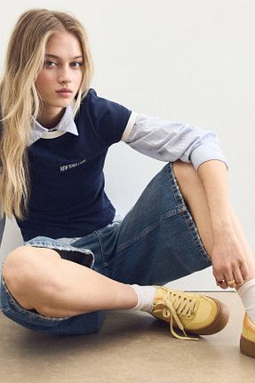 کفش اسنیکر زرد زنانه بند دار Pull & Bear - کد 906017490