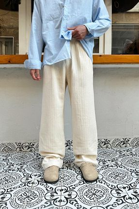 شلوار بژ مردانه کتان Flaw Wear - کد 906025025