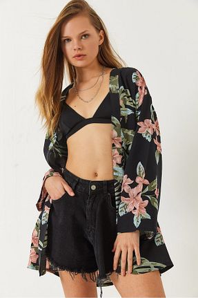کیمونو و کافتان مشکی زنانه بافتنی Bianco Lucci - کد 906081100