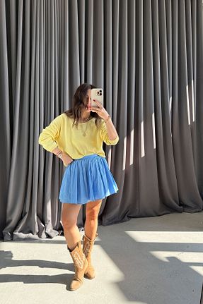 دامن آبی زنانه بافتنی Özge Özgenç - کد 906084345