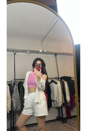 شلوارک و برمودا سفید زنانه فاق بلند Pretty - کد 906089513
