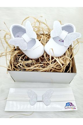 پاپوش سفید بچه گانه چرم مصنوعی Çago kids - کد 906032225