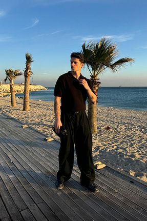 تیشرت مشکی مردانه اورسایز Flaw Wear - کد 906078864