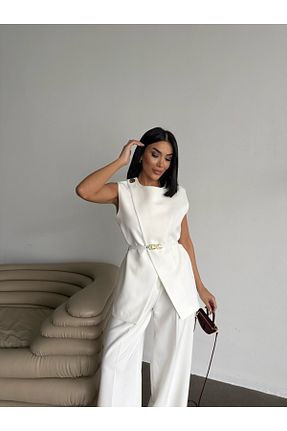 ست بالاتنه و پائین تنه سفید زنانه بافتنی HK Style - کد 906122665