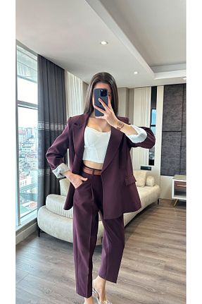 کت بلیزر بنفش زنانه پارچه DUBAİ - کد 906122446