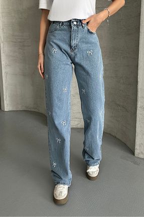شلوار جین آبی زنانه پاچه گشاد macharel jeans - کد 906178832