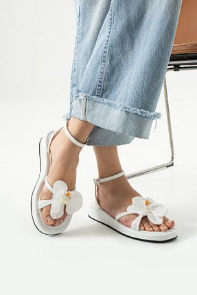 صندل سفید زنانه پاشنه تخت DUXAL SHOES - کد 906160127