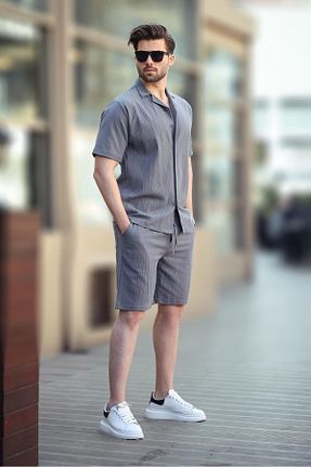 شلوارک و برمودا طوسی مردانه Straight Madmext - کد 906150808