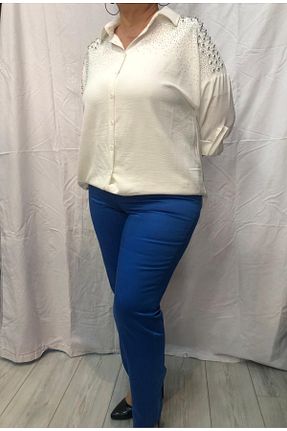 شلوار آبی زنانه کتان BDS Giyim - کد 906182082