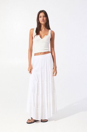 دامن سفید زنانه ویسکون Pull & Bear - کد 906198268
