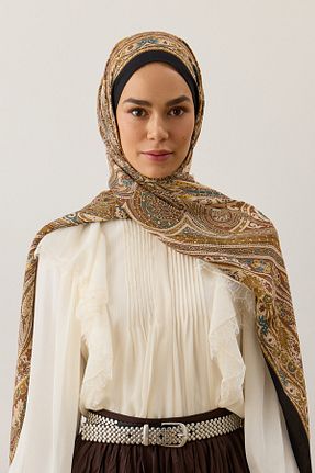 شال قهوه ای زنانه ابریشم Qef - کد 917846854