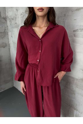 ست بالاتنه و پائین تنه زرشکی زنانه بافتنی Elif Özbey Butik - کد 917842714