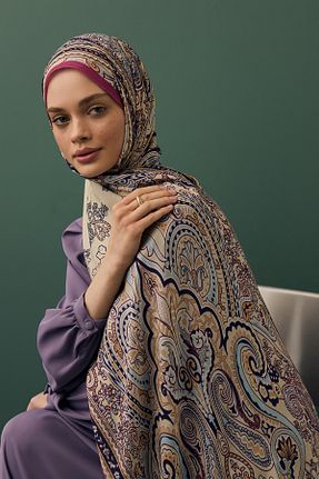 شال بژ زنانه ابریشم Qef - کد 917863730