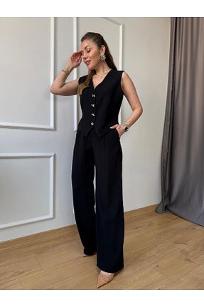 ست بالاتنه و پائین تنه مشکی زنانه بافتنی Size Özgü - کد 917842907