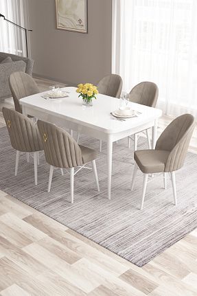 ست میز آشپزخانه سفید MDF Canisa - کد 464897347