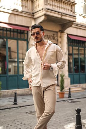 پیراهن بژ مردانه Asimetrik OUTFİT MAN - کد 827123711