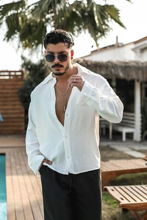 پیراهن سفید مردانه اورسایز OUTFİT MAN - کد 659623102