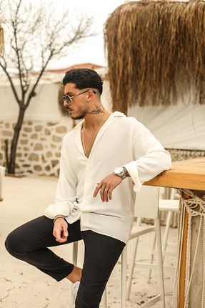 پیراهن سفید مردانه Asimetrik OUTFİT MAN - کد 331472693