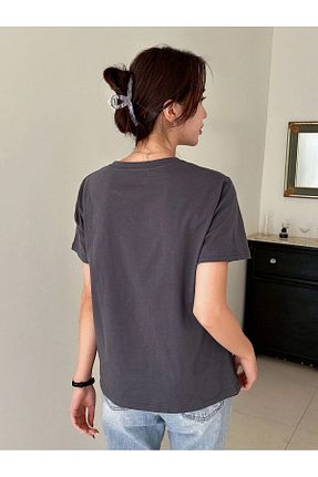 تیشرت طوسی زنانه یقه دوچرخه MODERNİZE - کد 906215077