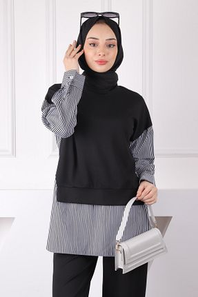 ست بالاتنه و پائین تنه حجاب مشکی زنانه رگولار İmajButik - کد 906240268