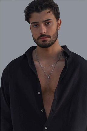 پیراهن مشکی مردانه Asimetrik OUTFİT MAN - کد 900342777