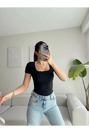 تیشرت مشکی زنانه Fitted Zoom Butik - کد 919558836