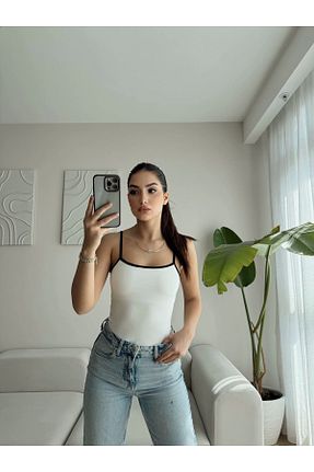 بادی سفید زنانه بند دار Zoom Butik - کد 917994074