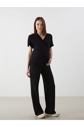 شلوار کرمگن مشکی زنانه بدون جیب LC Waikiki - کد 930644939
