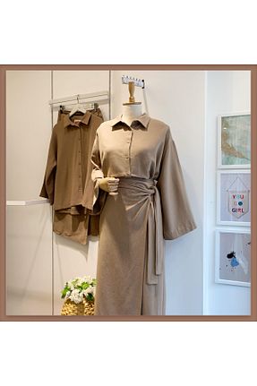 ست بالاتنه و پائین تنه قهوه ای زنانه Fitted Faya Boutique - کد 906288392