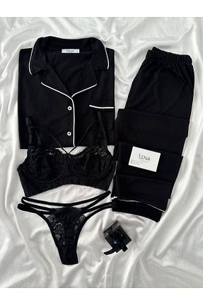 ست لباس راحتی مشکی زنانه ساده Lena Homewears - کد 906314561
