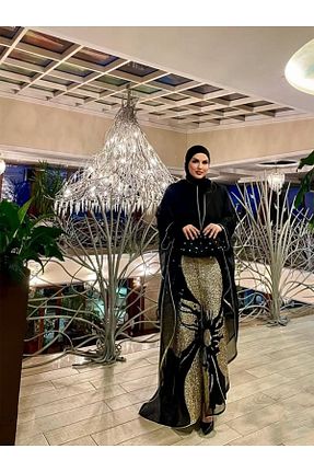 کافتان و کیمونو حجاب مشکی زنانه مخلوط ویسکون fiore fashion - کد 906160129