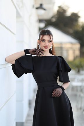 لباس مجلسی و فارغ التحصیلی مشکی زنانه ساتن AYŞEYAMAÇLI - کد 906367842