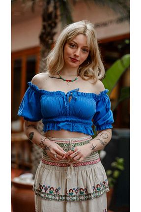 بلوز آبی زنانه رگولار Miss Boheme - کد 906375658