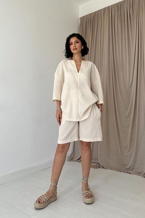 ست بالاتنه و پائین تنه بژ زنانه بافتنی JANES - کد 917444100